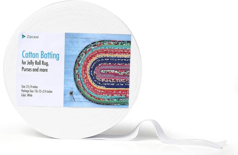 Zipcase 2 Pack On-A-Roll Upholstery Needle-Punched Cotton Batting for Jelly Roll Rugs, Purses, 2-1/4 inches Total 100 Yards - Image 1